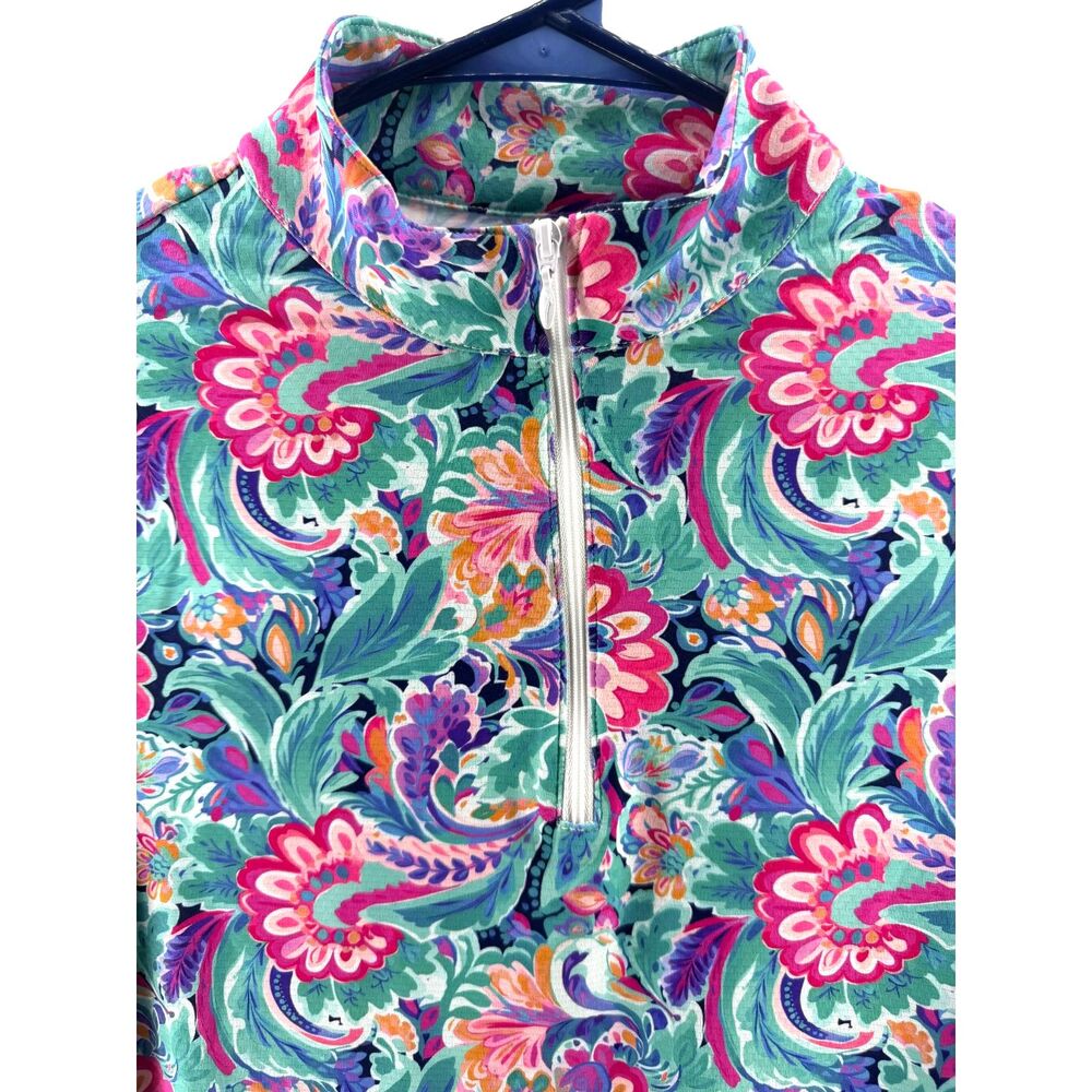 Gottex Women's  Kate 1/2 Zip Mock Neck Pullover Blue Garden - Picture 7 of 9
